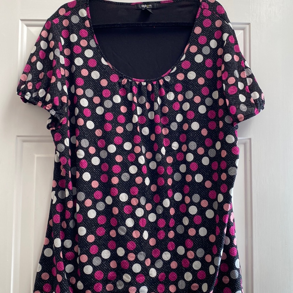 Sale💝Sale! Style and Company woman top polkadot black pinks size 3X